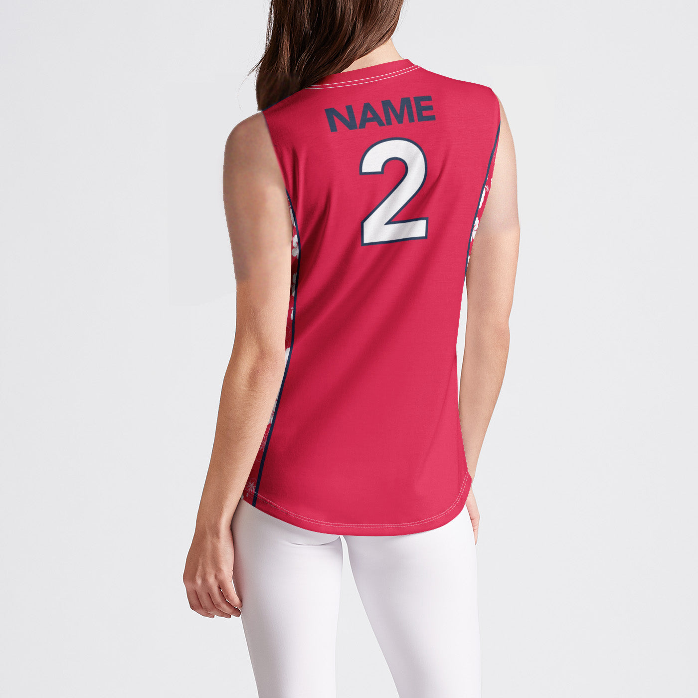 608 Juniors Beach Red Hibiscus Girls Jersey