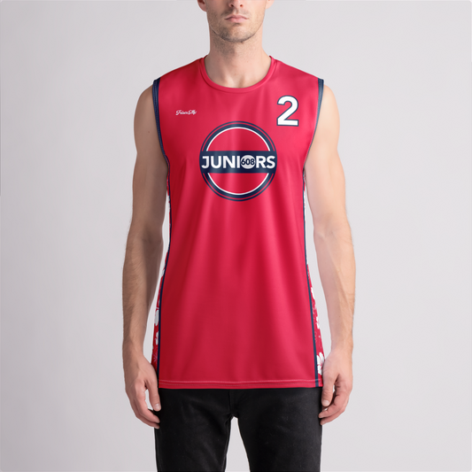 608 Juniors Beach Red Hibiscus Boys Jersey