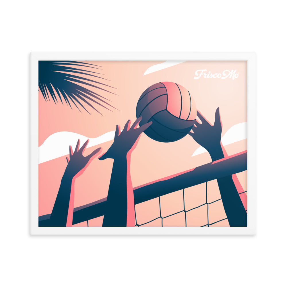 Sunset Beach Volleyball Framed Poster