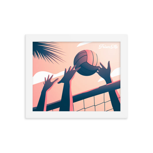 Sunset Beach Volleyball Framed Poster