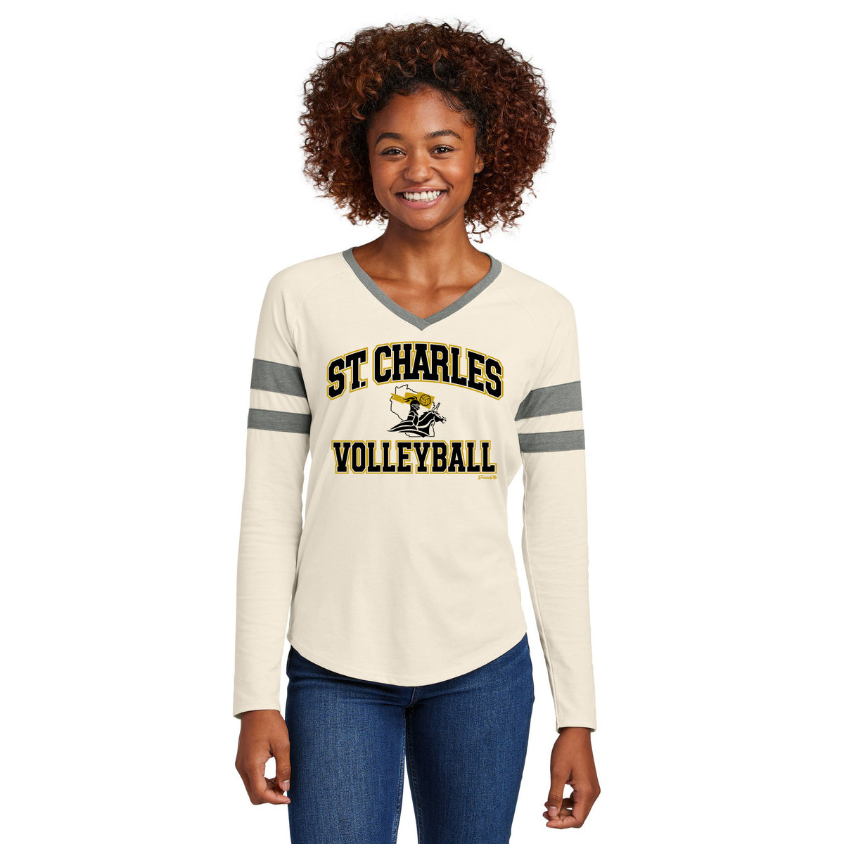 St Charles Women's Halftime Stripe V-Neck