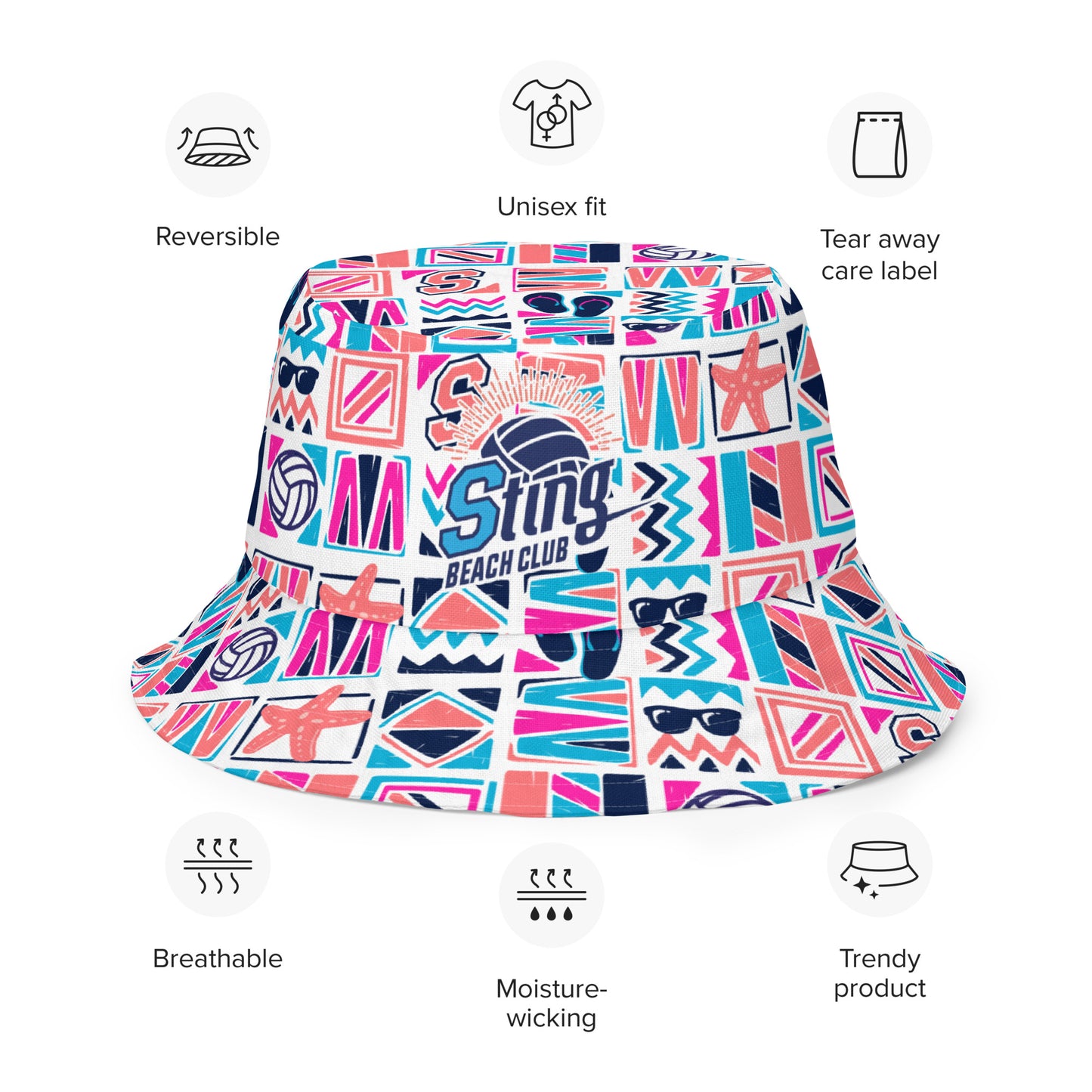 Sting Beach Club Reversible Bucket Hat