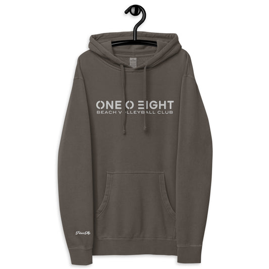 One O Eight Embroidered Pigment-Dyed Hoodie