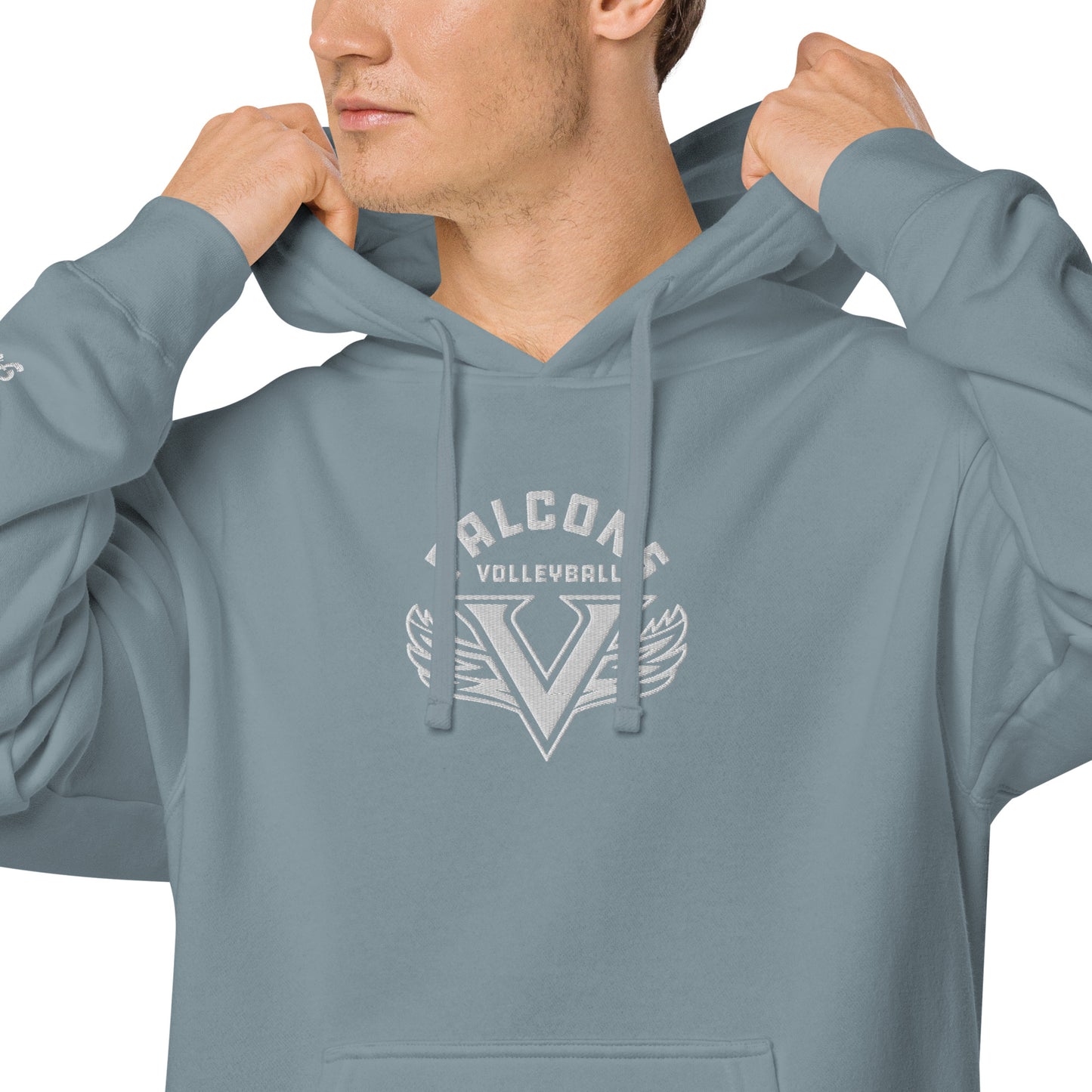 Falcons Volleyball Embroidered Pigment-Dyed Hoodie